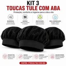 Kit 3 Touca Tule de Cozinha Profissional Super Confortável de Redinha