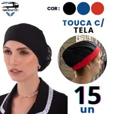 Kit 15 Toucas Tule Cozinha Profissional Preto Azul Vermelho Chef Padaria Confeitaria Restaurante Uso