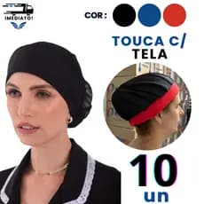 Kit 10 Toucas Tule Cozinha Preto Azul Vermelho Chef Restaurante Padaria Confeitaria Uso Profissional