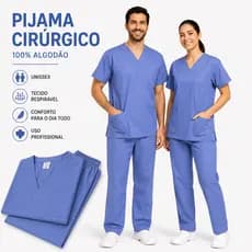 Pijama Cirúrgico Unissex Cinza Scrub Hospitalar Blusa Calça Jogger Bolsos Cargo Profissional Clínica