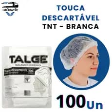 Touca Descartável Talge Sanfonada TNT Branca 100 Unidades Cozinha Clínica Salão Higiene ProfissionalA Touca Descartável