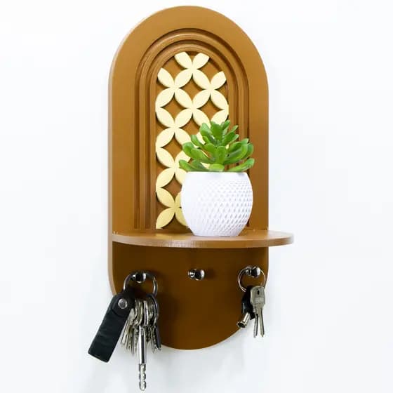 Porta Chaves com Prateleira Boho MDF Decorativo Detalhes Geométricos para Organizar e Decorar sua Entrada com Estilo