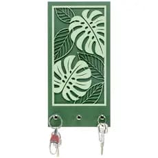 Porta Chaves de Parede Decorativo Folhas Tropicais | Organizador Moderno para Entrada e Hall