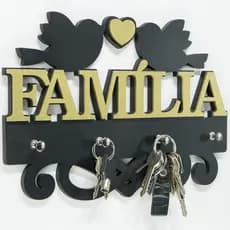 Porta Chaves Parede Porta Chave MDF Família Decorativo 5 Ganchos Organizador de Chaves para Casa Entrada