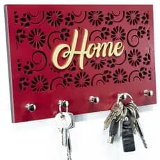 Porta Chaves Parede MDF Home Floral 6 Ganchos Organizador de Chaves Decoração Casa Hall Entrada