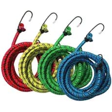 Kit 4 Cordas Elásticas Com Gancho Bagageiro, Moto, Bike, 1,20, 1,50 e 2,00 Metros