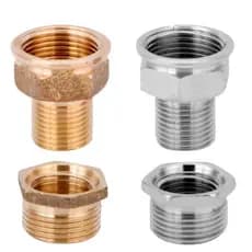 Bucha De Reversão E Redução Cromada/Amarela 1/2" x 3/4'' E 3/4" x 1/2" Para Torneira
