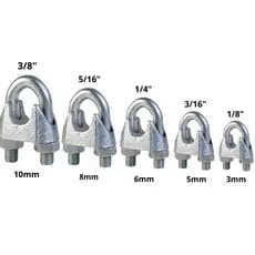 2 Grampos Para Cabo de Aço Clips 1/8" | 3/16" | 1/4" | 5/16" | 3/8"