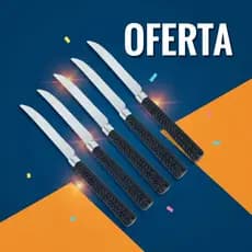 Kit 6 Facas Mesa Inox Linha Gramado Preto Faca Alta Durabilidade Corte Preciso Design Moderno