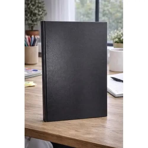 Caderno Grande Capa Preta 100 Folhas Numeradas Papel Pautado Organização Estudo Trabalho Material Resistente