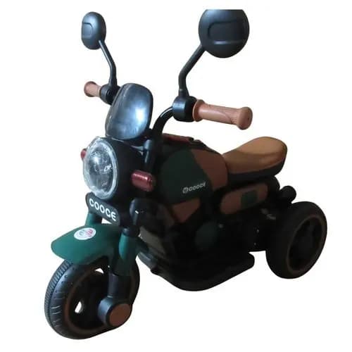 Moto Eletrica Infantil Prime Retro Verde Veiculo Bateria Com Empurrador Estavel Seguro Diversao