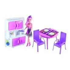 Kit Copos Cozinha Boneca Rosa Decoração Charmosa Funcionalidade Organizador Bebidas