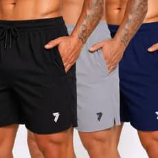 Kit 3 Shorts Masculino Dry Fit com Elastano Academia Treino Corrida e Esportes