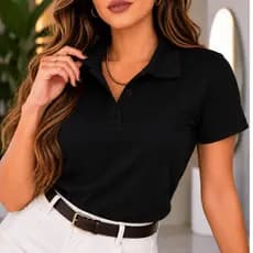 Kit 2 Blusa Feminina Gola Polo Básica Conforto e Estilo Casual Uniforme Trabalho