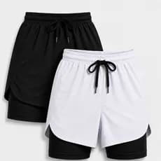 Shorts 2 em 1 Masculino Academia Dry Fit Compressão Com Bolso Celular Corrida Academia