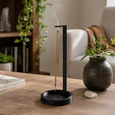 Incensário Porta Incenso Vertical Decorativo com Base Coletora de Cinzas para Mesa - Preto ou Branco