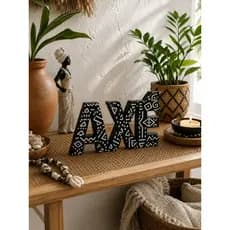 Axé Letreiro Decorativo De Mesa Afro Religioso com Estampa Tribal - Preto e Branco