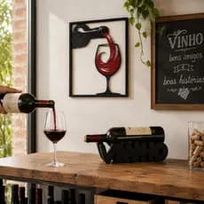 Kit Decorativo para Cantinho do Vinho - Porta Garrafa de Vinho + Quadro Decorativo