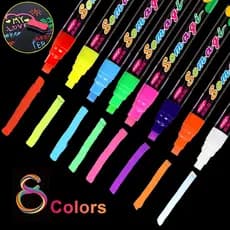 Kit 8 Cores Giz Liquido Caneta Colorida Marca Texto Apagável Para LED Lousa Quadro Branco