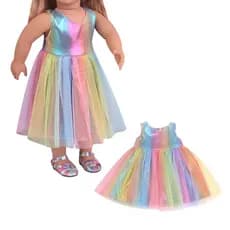 [reyalxaxg] Vestido De Festa Colorido Sem Mangas Saia De Verão Para Bebês Meninas De 43 Cm , Presentes De Aniversário In
