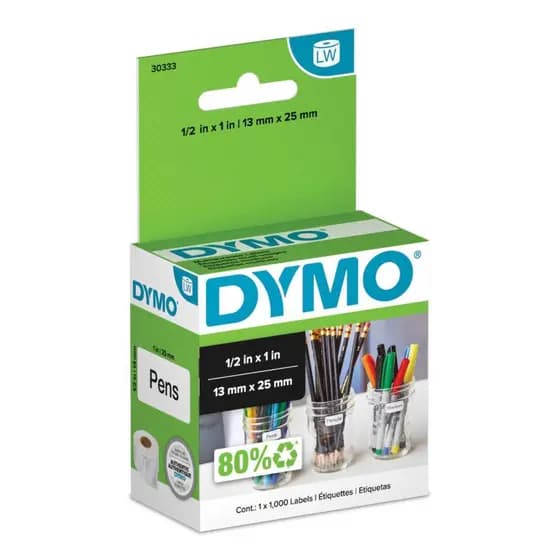 Etiqueta para impressora térmica DYMO Label Writer - rolo c/ 1.000un 1,3 x 2,5cm