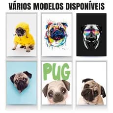 Quadros Decorativo de Pug, Quadro de Pet, Quadro Decorativo Para Veterinário e Petshop