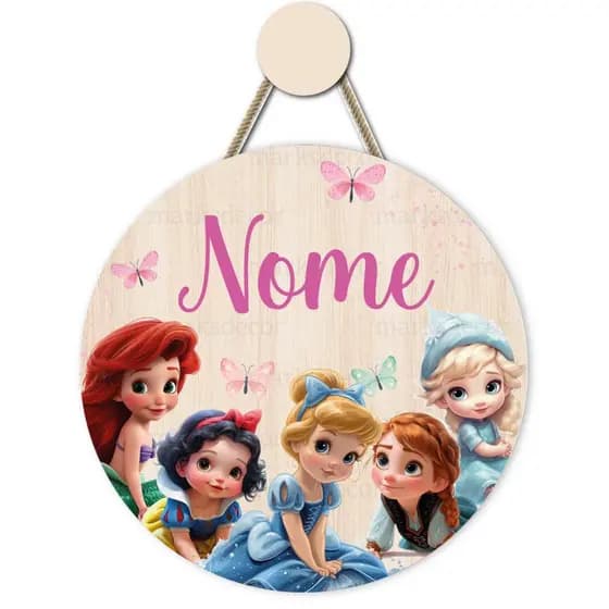 Enfeite Porta Maternidade Princesas Baby + Pendurador Incluso, Decoração Quarto Menina