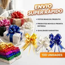 100 Laços Fácil Mágico com Filetes Dourado P/M/G – Presente – Com Cores Sortidas e Variadas