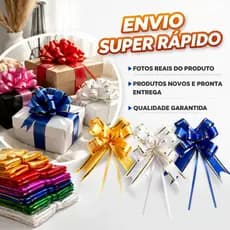 Kit 100 Laços Fáceis Com Filete Dourado Cores Sortidas Tamanhos P M G