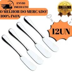 Kit 12 06 Ou 04 Pcs Espátulas Manteiga Patê Geleia Em Aço Inox