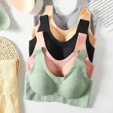 Sutia 5d Com Bojo Soft Removível, Alça Larga Soutien Sem Costura Renda Leve Fecho Triplo Latex R213