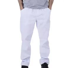 Calça Brim Branca Pesado 100% Algodão Uniforme Profissional Mercado Padaria Açougue Confeitaria Cozinheiro 4 Bolsos