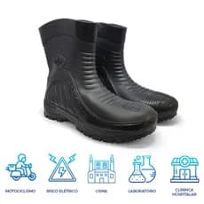 Bota Botinha Stradeiro Pvc Impermeável Motoboy Motoqueiro Chuva Monseg Motociclista Impermeavel Cano Curto Refletiva