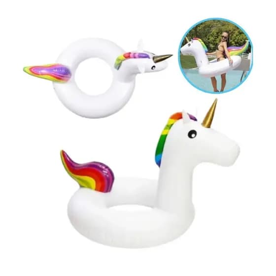 Boia Cintura Circular REDONDA Inflável FORMATO UNICORNIO Piscina Rosa LUXO PISCINA PRAIA DIVERSÃO AQUÁTICA RESISTENTE QU