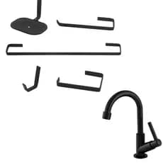 KIT BANHEIRO SUPER COMBO PRETO COM 6 PEÇAS LINHA LUXO