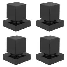 Combo 4 Kits Acabamento Registro Quadrado Preto – Volante em Metal e Canopla em ABS