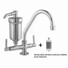 Torneira Filtro Bica Móvel Cromada de Bancada + Refil/Vela