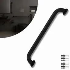 Barra de Apoio para Idoso 40cm Preta – Segurança para Banheiro e WC