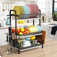 Escorredor Louças Três Andares Metal Preto Organizador Cozinha Prático Durável