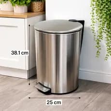 Lixeira Inox 12 Litros Com Pedal Inox Resistente Design Moderno Banheiro Cozinha 5 Litros