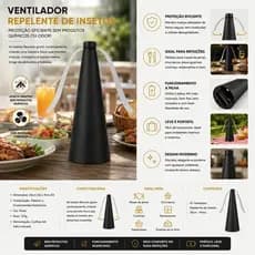 Ventilador Repelente Insetos Compacto 25cm Silencioso Seguro Ambiente Interno Externo