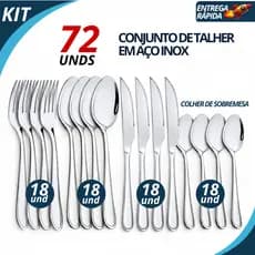 Kit Talheres 24/48/72 Peças Aço Inox Completo Faqueiro Jogo de Mesa Colheres Garfos Facas Alta Qualidade
