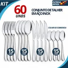 Kit Talheres 24/36/60 Peças Aço Inox Completo Faqueiro Jogo de Mesa Colheres Garfos Facas Alta Qualidade