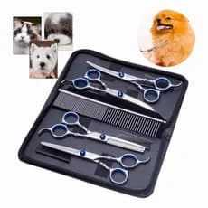 Kit 5 Tesoura Pet Cão Cabelereiro Profissionai Barbeiro