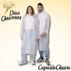 Capa de Chuva Grossa e Longa Capuz Transparente Reforçada Reutilizável Qualidade Premium