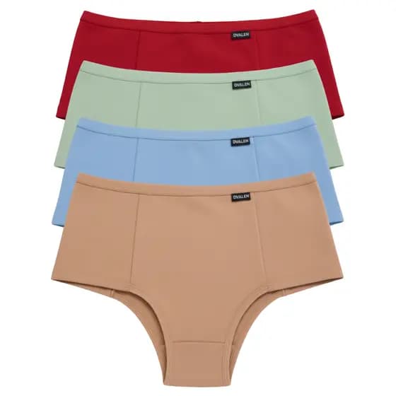 Kit 5 Calcinhas Pala Dupla Cintura Alta Feminina Calcinha Sustentação Forro 100% Algodão Cós Alto Ultra Conforto