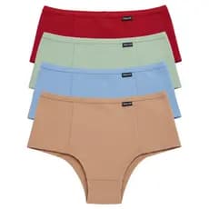 Kit 5 Calcinhas Pala Dupla Cintura Alta Feminina Calcinha Sustentação Forro 100% Algodão Cós Alto Ultra Conforto