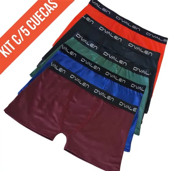 Kit 5 Cueca Box Boxer Masculina Adulto Dvalen Modas Atacado Varejo Cueca Boxer Masculino