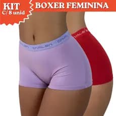 Kit 8 Calcinhas Box Boxer Feminina Cueca Feminina Conforto Shortinho Intimo Dvalen Modas