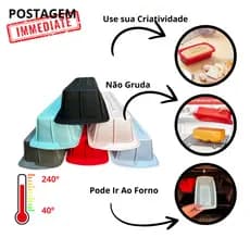 Forma Assadeira Pães Bolos Silicone Retangular Antiaderente